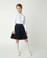 Белая блузка с жабо Gulliver, школьная форма для девочек  фото, kupilegko.ru